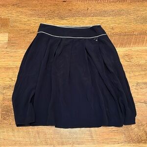 Contemporary Essentials Wardrobe Navy Blue Pull On Silk Pleated Mini Skirt FF